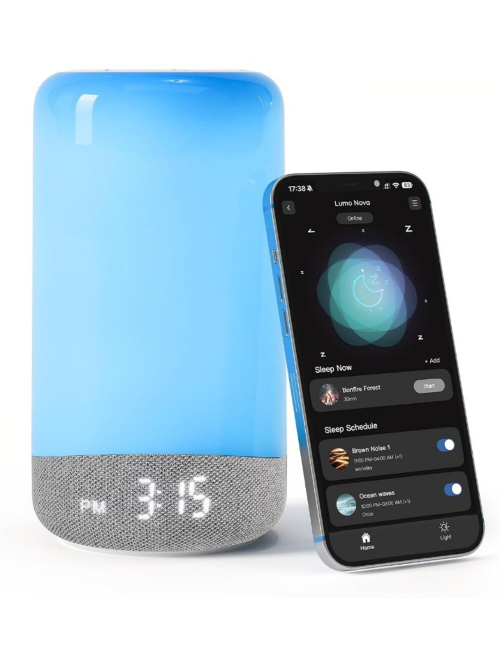 3-in-1 Sunrise Alarm Clock & White Noise Machine with Smart App Control